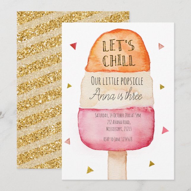Fun Colorful Popsicle Birthday Invitation (Front/Back)