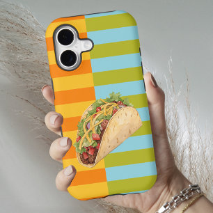 Fun Colorful Retro Stripes and Taco