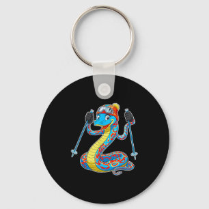 Fun colorful skiing snake winter adventure key ring
