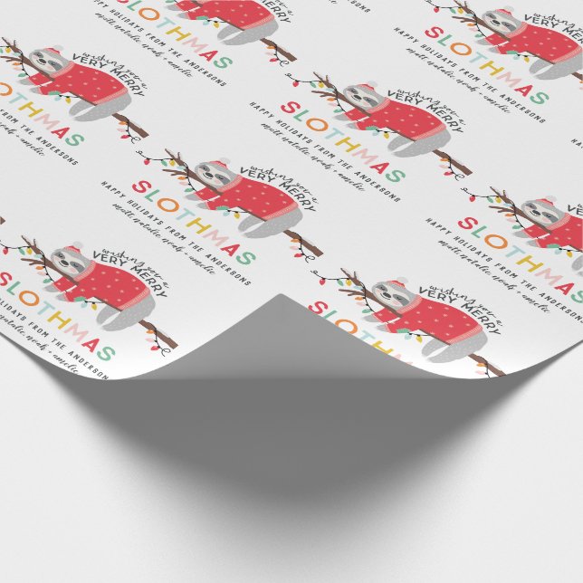 fun colorful sloth christmas wrapping paper (Corner)