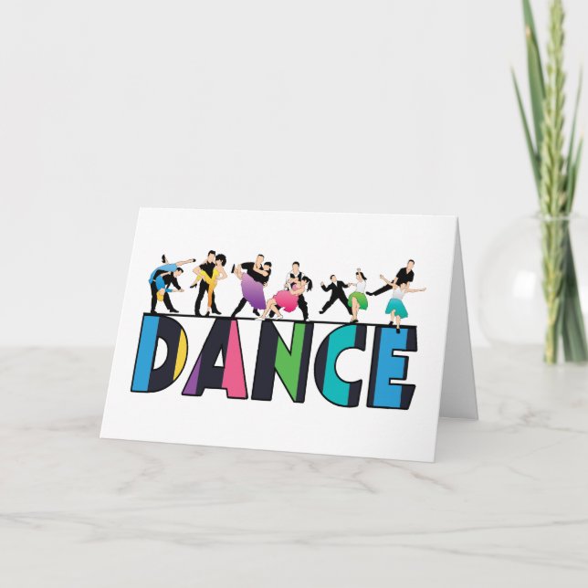 Fun & Colorful Striped Dancers Dance Card (Front)
