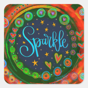 Fun Colorful Uplifting Sparkle Teacher Classroom  Square Sticker