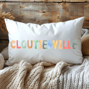 Fun Colorful Watercolor Cloutierville Louisiana Lumbar Cushion