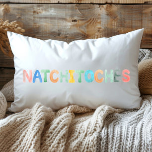 Fun Colorful Watercolor Natchitoches Louisiana Lumbar Cushion