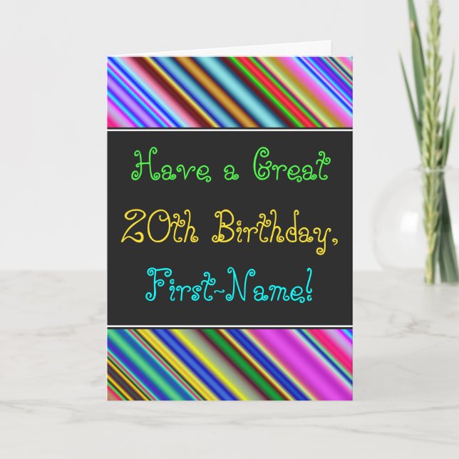 Fun, Colorful, Whimsical 20th Birthday Card (Front)