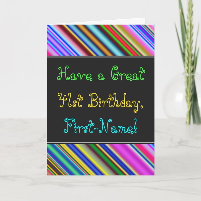 Fun, Colorful, Whimsical 41st Birthday Card (Front)