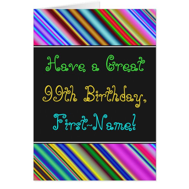 Fun, Colorful, Whimsical 99th Birthday Card (Front)