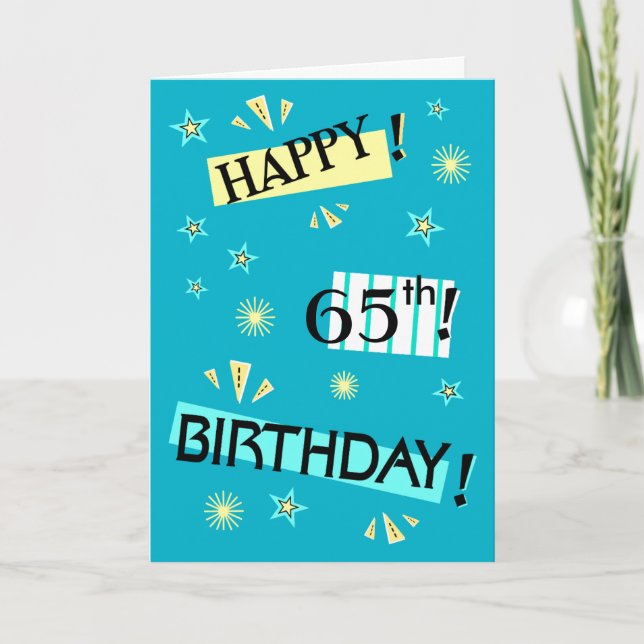 Fun Colour Block 65th Birthday Greeting Card (Front)