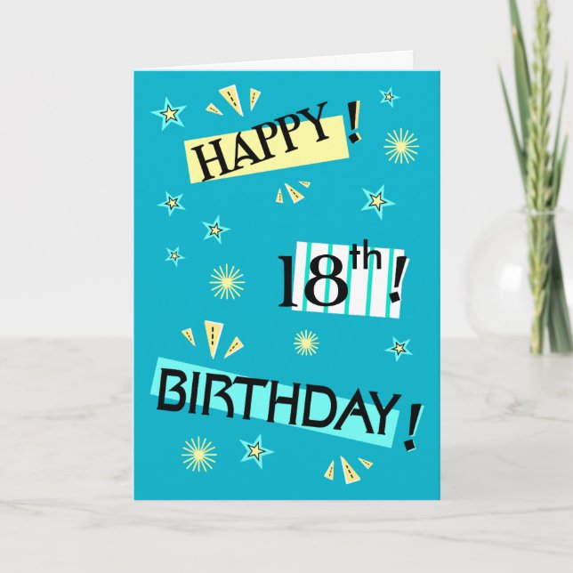 Fun Colour Block Fun 18th Birthday Greeting Card (Front)