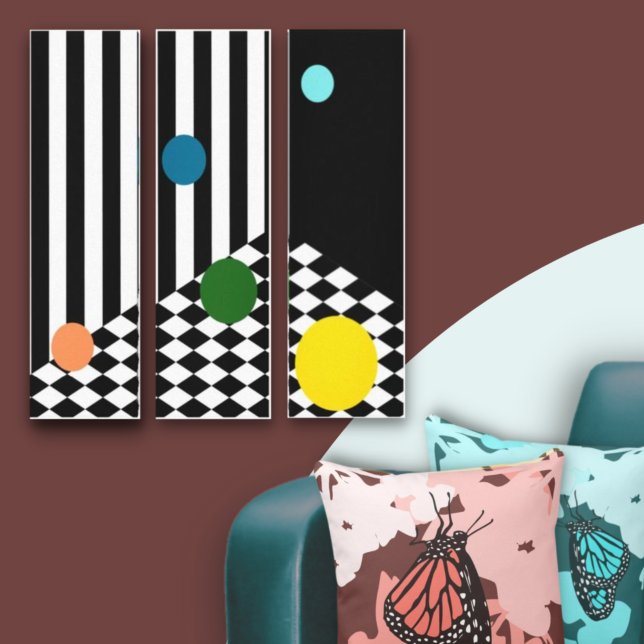 Fun Coloured Bouncing Balls Black & White Room Canvas Print (Creator Uploaded)