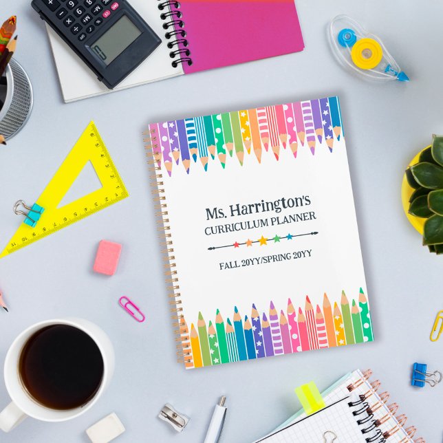 Fun Coloured Pencils & Stars Teacher Curriculum Planner (Creator Uploaded)