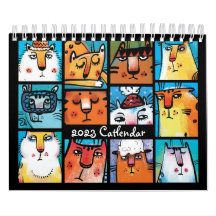 Fun Colourful 2023 Illustrated Cat Calendar
