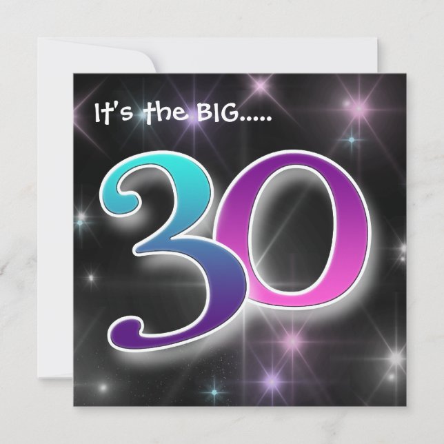 Fun & Colourful 30th Birthday Party Invitation (Front)