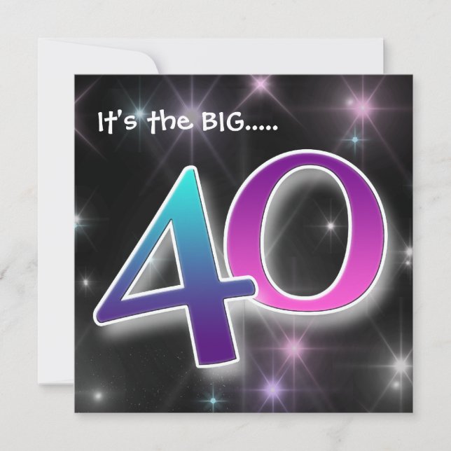 Fun & Colourful 40th Birthday Party Invitation (Front)