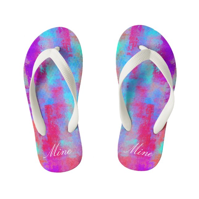 Fun Colourful Abstract Dots Flip Flops Sandals (Footbed)