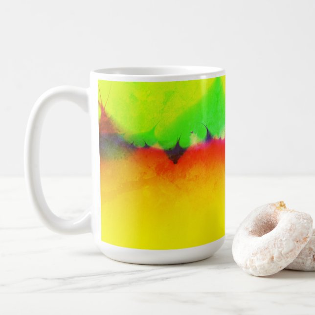 Fun Colourful Abstract Fractal Art Coffee Mug (With Donut)