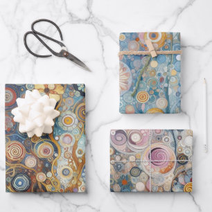 Fun Colourful Abstract Snowflakes Floral Art Wrapping Paper Sheet