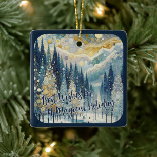 Fun Colourful Abstract Winter Wonderland Art Ceramic Ornament
