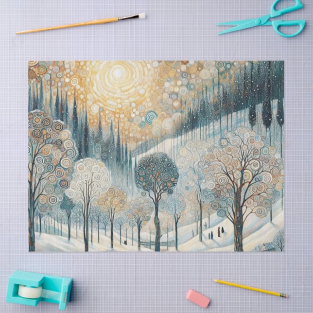 Fun Colourful Abstract Winter Wonderland Art Tissue Paper (Craft)
