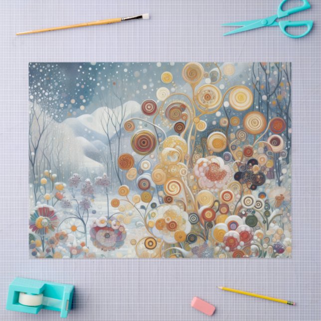 Fun Colourful Abstract Winter Wonderland Art Tissue Paper (Craft)