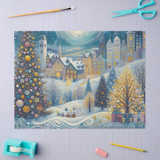 Fun Colourful Abstract Winter Wonderland Art Tissue Paper (Craft)