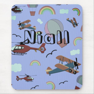 Fun Colourful Aviation Personalised Mouse Mat