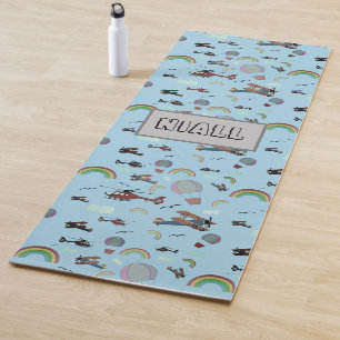 Fun Colourful Aviation Personalised Yoga Mat