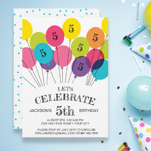 Fun Colourful Balloon Birthday Party Invitation