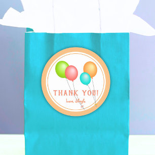 Fun Colourful Balloon Kids Birthday Thank you Classic Round Sticker