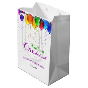 Fun Colourful Balloon Wonderland 1st Birthday Medium Gift Bag