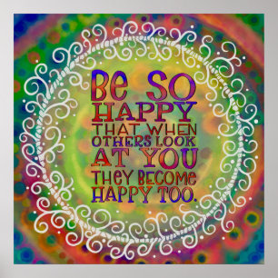 Fun Colourful ‘Be Happy’ Inspirational Classroom Poster