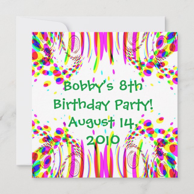 Fun Colourful Birthday Party! Invitation (Front)