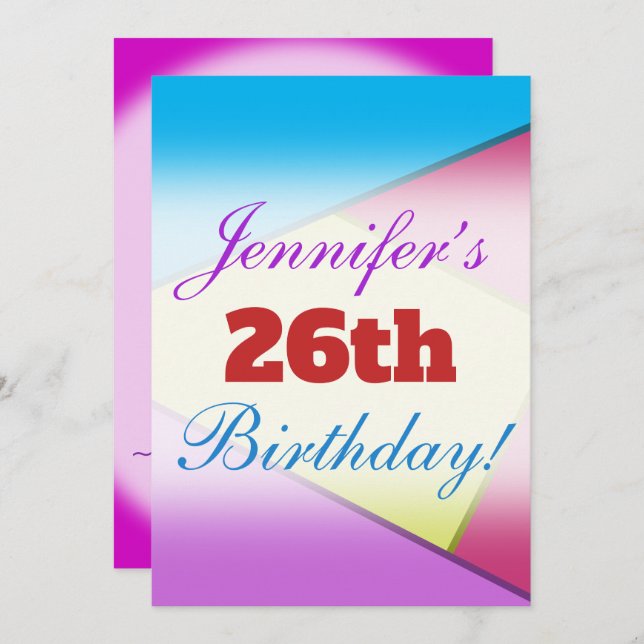 Fun, Colourful Birthday Party Invitation (Front/Back)