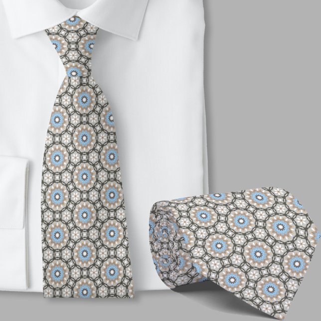 Fun Colourful Blue Ivory Pattern Tie (Creator Uploaded)