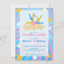Fun & Colourful Bowling Party Invitation