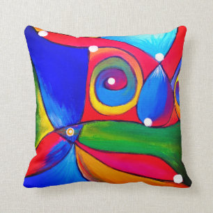 Fun Colourful Bright Abstract Katalin BatorHos Cushion
