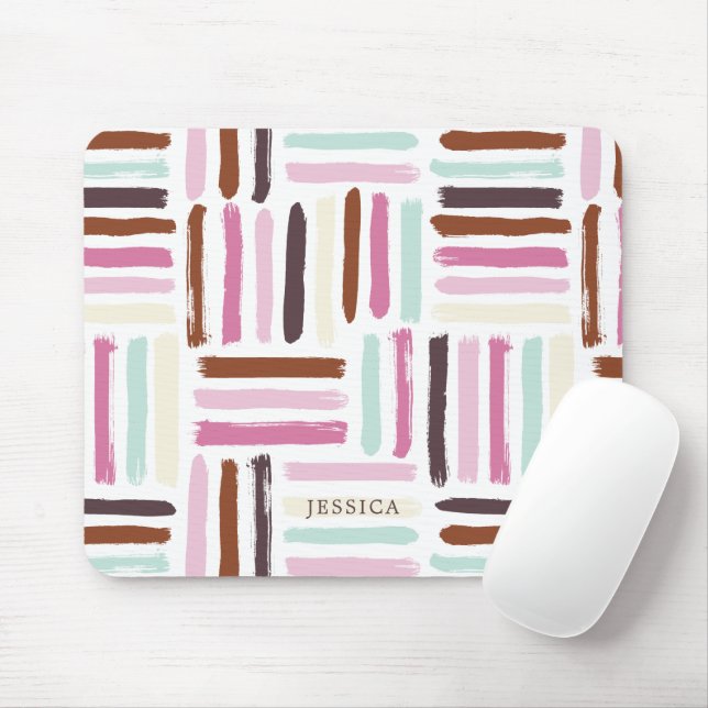 Fun Colourful Brush Strokes Pattern Mouse Mat (With Mouse)