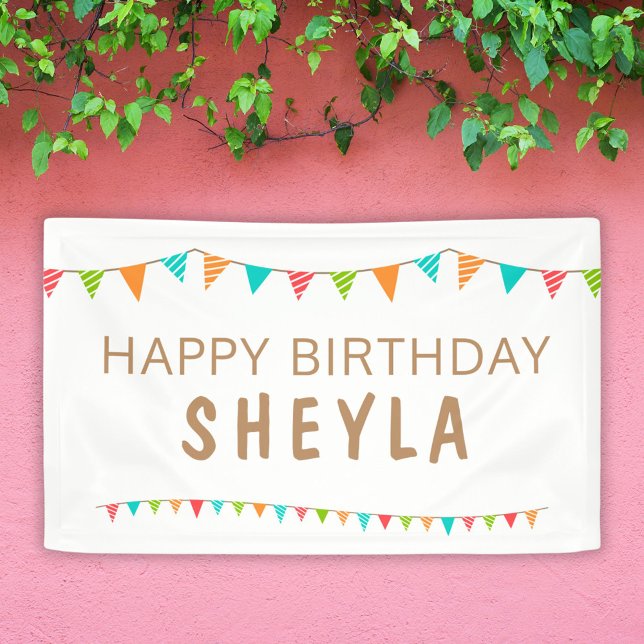 Fun Colourful Bunting Flags Happy Birthday Name Banner (Creator Uploaded)