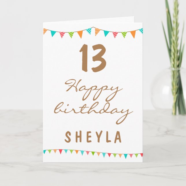 Fun Colourful Bunting Flags Kids Birthday Party Card (Front)