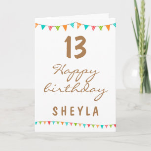 Fun Colourful Bunting Flags Kids Birthday Party Card