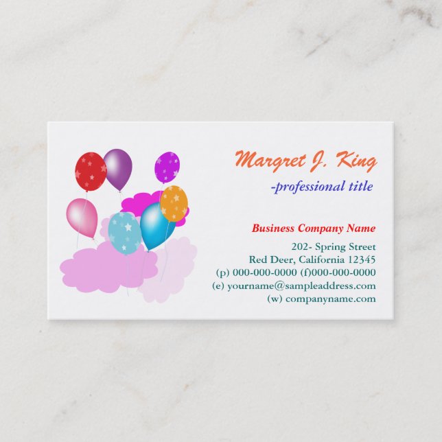 Fun, colourful  business card (Front)