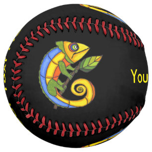 Fun Colourful Cartoon Type Lizards Holding Branch Softball