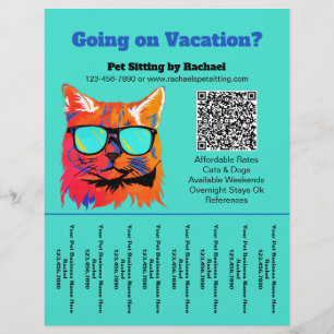 Fun Colourful Cat Pet Sitter Business Tear Sheet