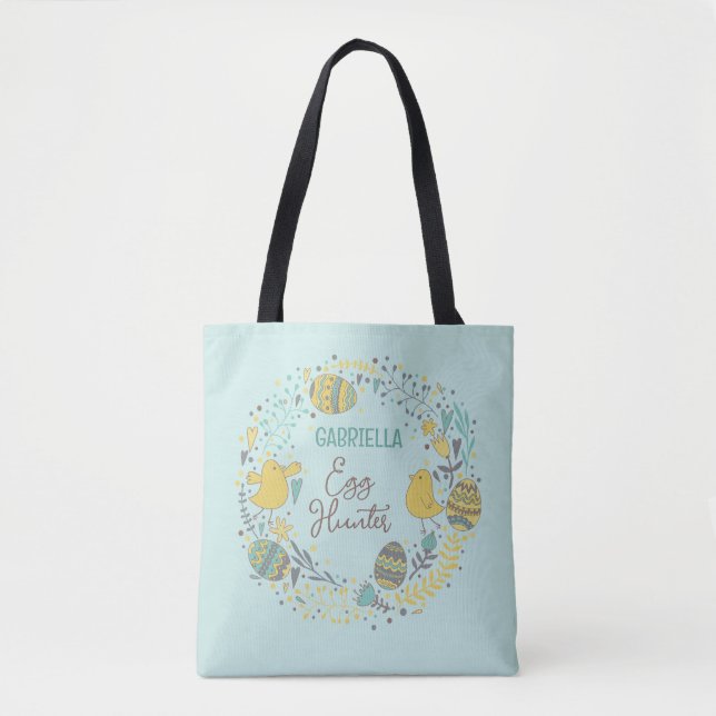 Fun Colourful Cheerful Easter Egg Hunt Tote Bag (Front)