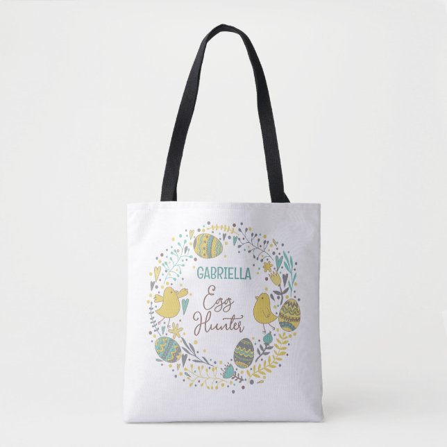 Fun Colourful Cheerful Easter Egg Hunt Tote Bag (Front)