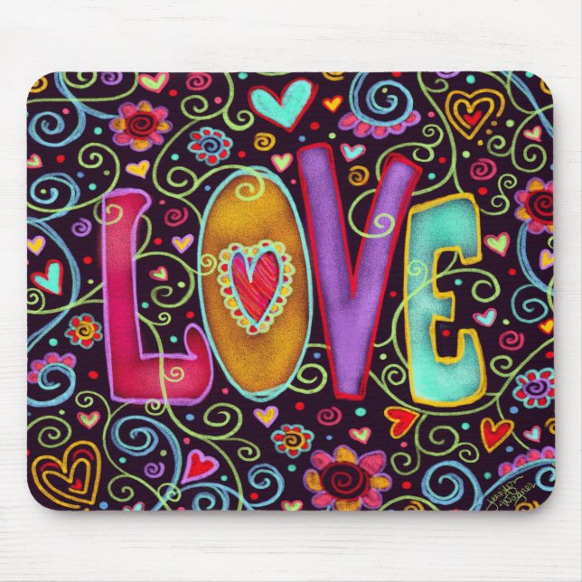 Fun Colourful Cheerful LOVE Mouse Mat (Front)