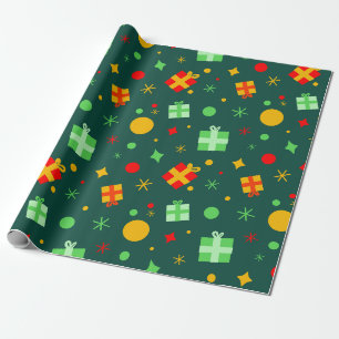 Fun Colourful Christmas Pattern Wrapping Paper