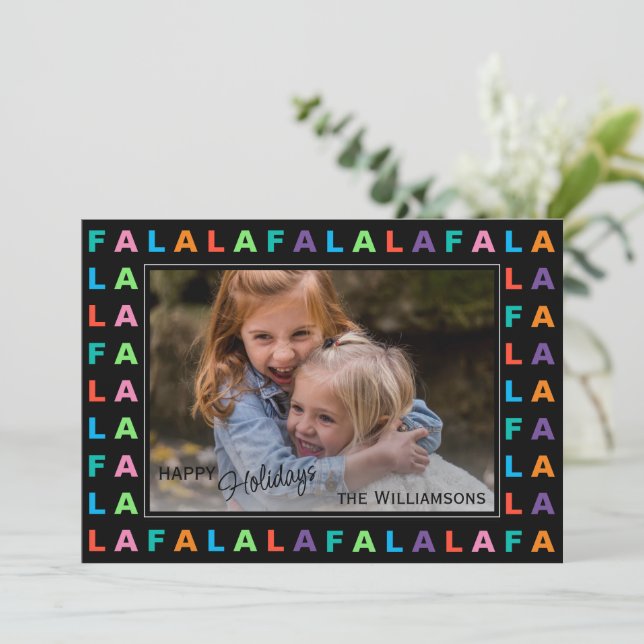 Fun Colourful Classic FA LA LA LA Holiday Season Card (Standing Front)