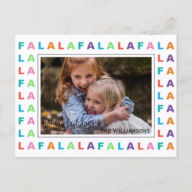 Fun Colourful Classic FA LA LA LA Holiday Season Postcard (Front)