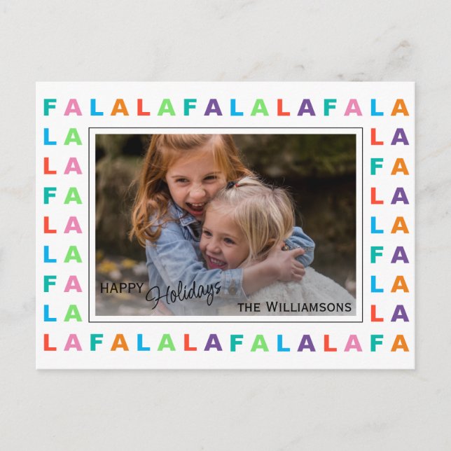 Fun Colourful Classic FA LA LA LA Holiday Season Postcard (Front)